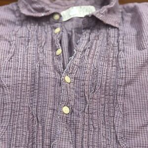 Magnolia Pearl Purple Casual Button Down Shirt with Textured Fabric Hi/Lo